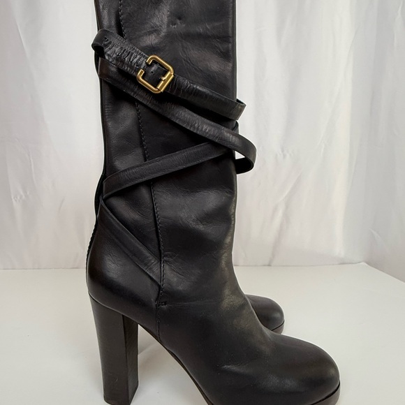 New Chloe Silverado Black Leather High-Heel Women’s Boots Size 8 - Picture 4 of 8
